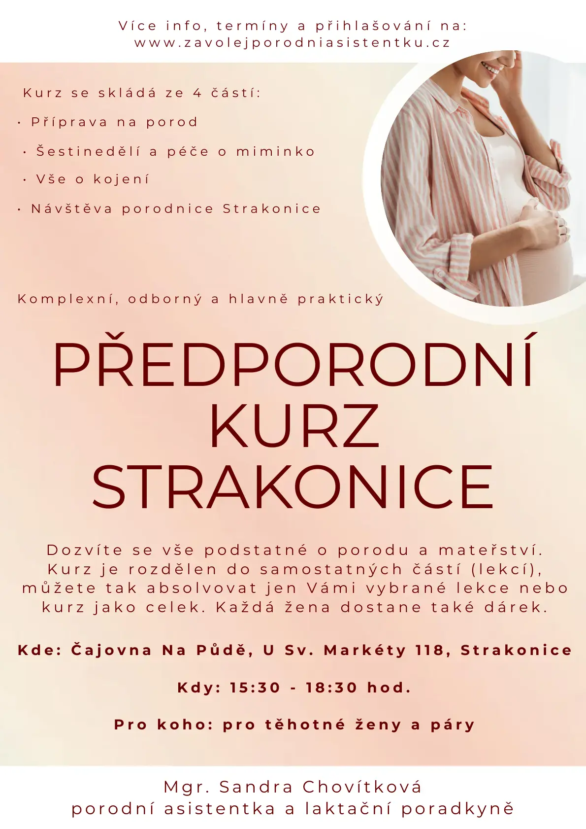 Plakát předporodního kurzu Sandry Chovítkové
