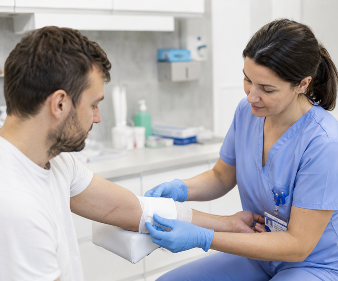 Ošetření předloktí pacienta v ambulanci